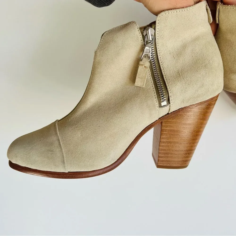 Rag & Bone Margot Leather Ankle Boots in Champagne Size 39.5